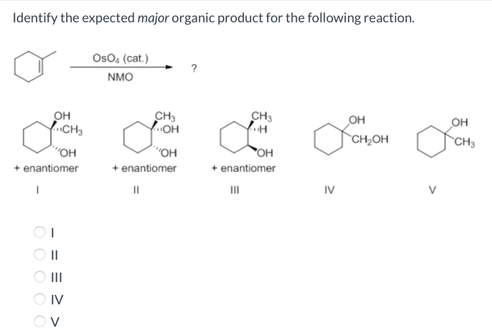 Major minor identify following expected reactions each dbn buok naoh dmso