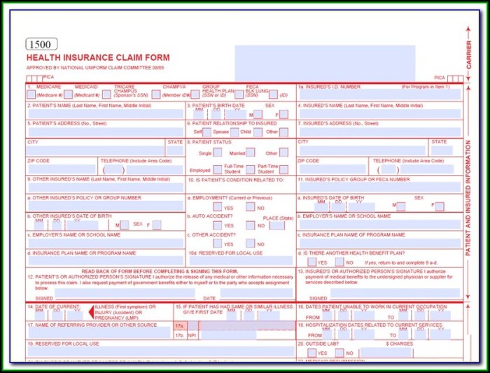 Forma 1500 de facturacion de planes medicos